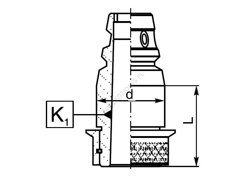 Rysunek techniczny: Wkład do oprawek szybkomocujących z gniazdem st. Morse'a (stała): T.5216 FI40/MS1 - KOLNO